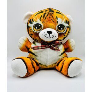 Hug & Luv Plush Tiger Stuffed Animal 16” Orange Striped Big Eyes Bow Tie Cute